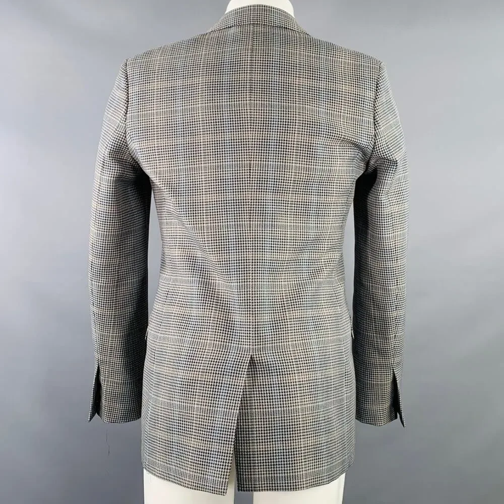 GIVENCHY Size 38 Grey Black Purple Plaid Contrast Trim Wool Blend Sport Coat
